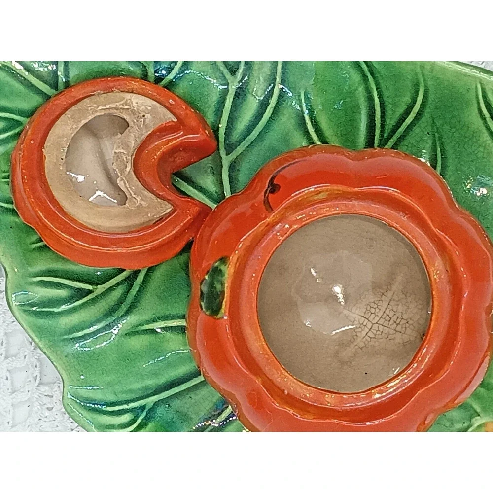 Occupied Japan Tomatoes Salt & Pepper and Condiment Container Leaf Tray Vintage